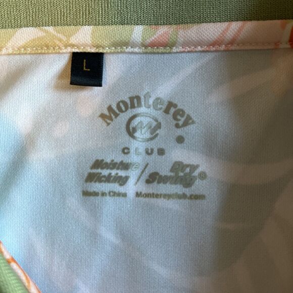 Monterey Club Golf Shirt Men's L Sage Polo Moisture Wicking Dry Swing Tropical - Picture 4 of 10